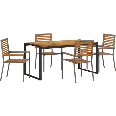 Maison Exclusive - Set da Pranzo per Giardino 5 pcs Grigio e Marrone polyrattan