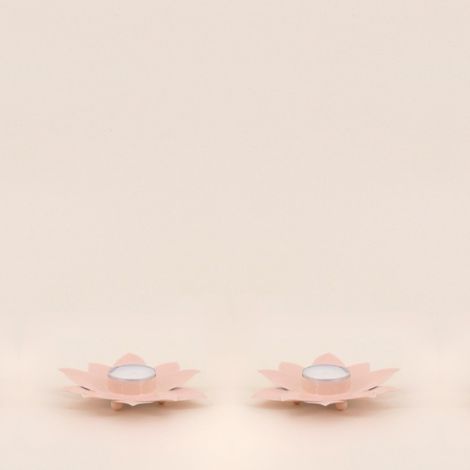 Lot de 2 bougeoirs fleurs rose 12cm (1/5)