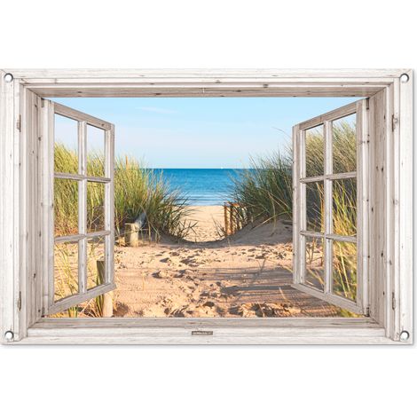 Balcony Privacy Banner See-through - Beach - Sea - Dunes - Sand - Water - Tallgrass 90x60 cm (1/5)
