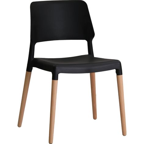 Riva Chair (Pack of 2) - Plastic/Wood - L54 x W55 x H81 cm - Black (1/3)