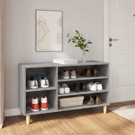 vidaXL Zapatero madera contrachapada gris Sonoma 102x36x60 cm (1/5)