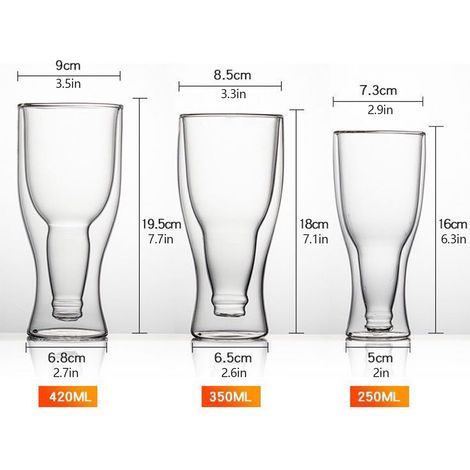 Verre à bière isotherme à double paroi pour bar à domicile - Garde la bière fraîche et belle