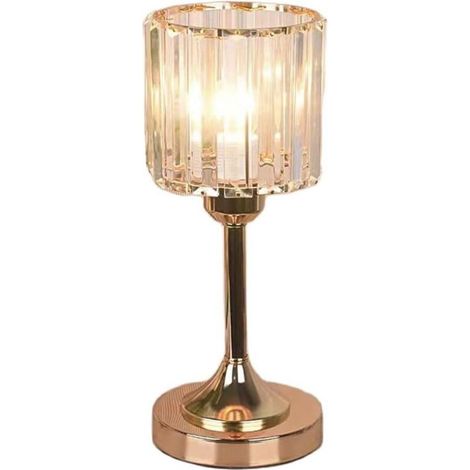 Lampe de table en cristal, lampe de chevet en cristal post-moderne pour chambre à coucher, éclairage créatif, luxueux, simple et moderne, douille E27, pour chambre ou salon (ronde)