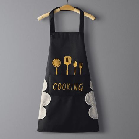 Tablier De Cuisine - Imperméable PVC Et Tissu Oxford - Avec Serviettes Intégrées Et 2 Poches - Unisexe - Taille Unique 68 X 72 Cm (1/5)