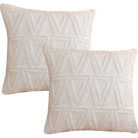 Lot de 2 housses de coussin, fausse fourrure douce, fermeture éclair invisible, carrées 45 x 45 cm, pour salon chambre canapé (1/5)