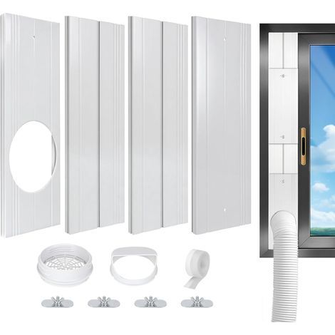 Kit de Fenêtre Climatiseur Mobile, Plaques d'Étanchéité pour Tuyau d'Échappement, Kit de Glissière de Fenêtre Climatiseur Portable compatible avec les tuyaux de climatiseur de 5/5,9 pouces (1/5)