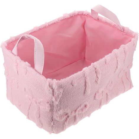 Panier de Rangement en Peluche Rose Pliable avec Poignées pour Jouets (1/5)