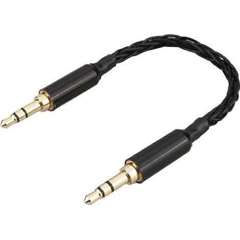 3,5-mm-Klinkenstecker auf 3,5-mm-Klinkenstecker, HiFi-Stereo-Audiokabel, versilbert, schwarz, AUX-Kabel für den Kofferraum, 1 m (1/5)