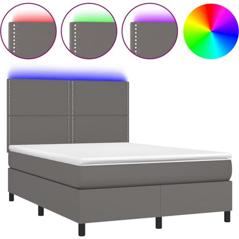 Maison Exclusive - Boxspringbett mit Matratze & LED Grau 140x200