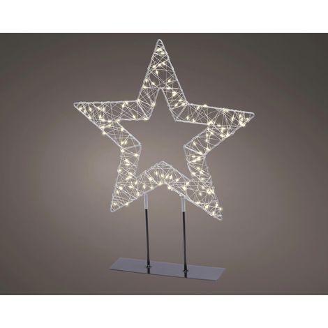 Lumineo LED Tischlampe batteriebetrieben mit Timer 47 x 38 cm warmweiß silber Dekofigur