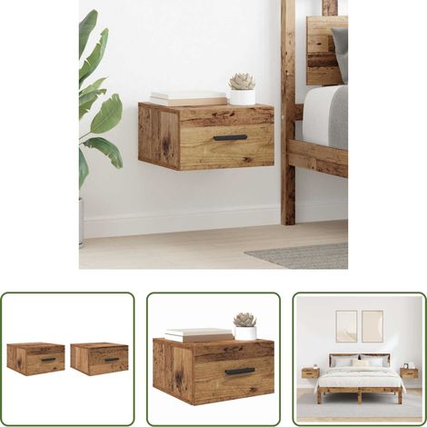 Holz Nachttisch - Nachttisch 2 pcs Altholz 35 x 35 x 20 cm Holzwerkstoff (1/5)