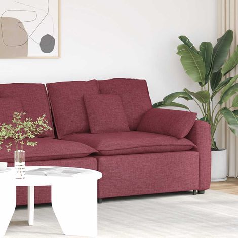 Modulares Sofa Endmodul mit Armlehne Kissen Weinrot 100 cm (1/5)