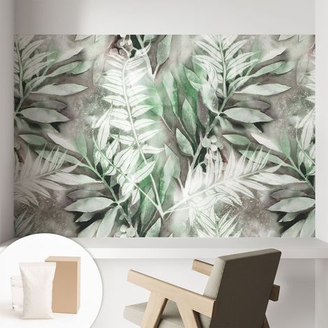 Carta Da Parati Non Tessuto - Di Alta Qualità Per Il Soggiorno La Cucina - Tendenze Moderne - Vlies Ecologico Foglie ad acquerello 104x70 cm (1/5)