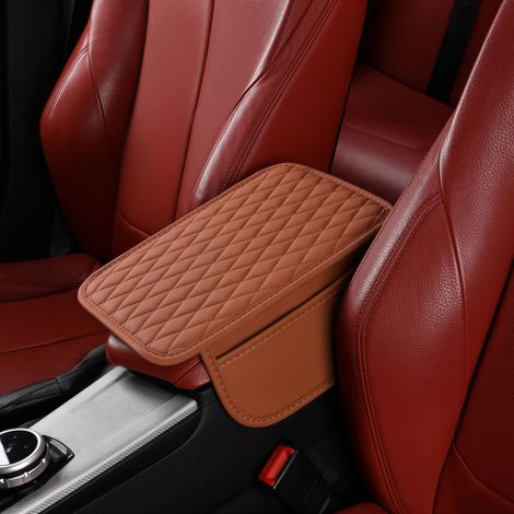 Mittelkonsolenabdeckung fürs Auto, Armlehnenschutz aus Mikrofaserleder – braun