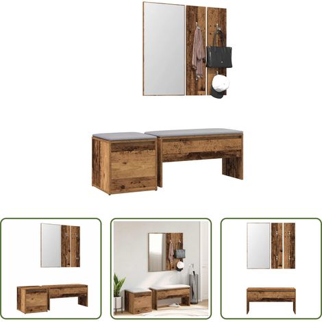 Rangement d'entrée - Ensemble de meubles de couloir vieux bois bois d'ingénierie (1/5)