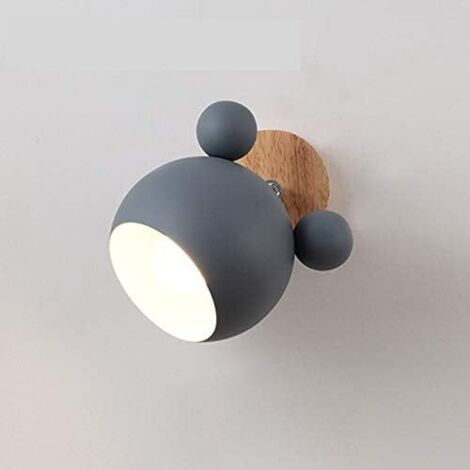 Lampe en bois Lampe de chevet moderne Chambre Applique murale Macaron Tête directionnelle de couleur nordique