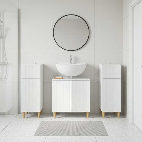 vidaXL Juego de armarios de baño de 3 piezas ARNHEM Blanco Brillante (1/5)