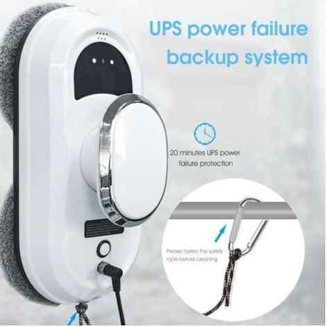 Robot de nettoyage et d'essuyage blanc pour verre, carrelage et surfaces (1/5)