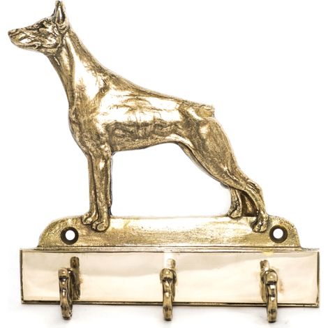 Doberman, Dobermann I - colgador de llaves con perro, soporte de latón para accesorios de perros, elegante decoración para el pasillo de Art-Dog (1/5)