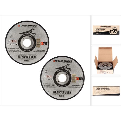 Toolbrothers MANTIS set di dischi da taglio di qualità professionale 2 confezioni da 50 pezzi, 125 x 22,23 x 1 mm per la lavorazione di metallo, acciaio, acciaio inox / INOX per smerigliatrici angolar