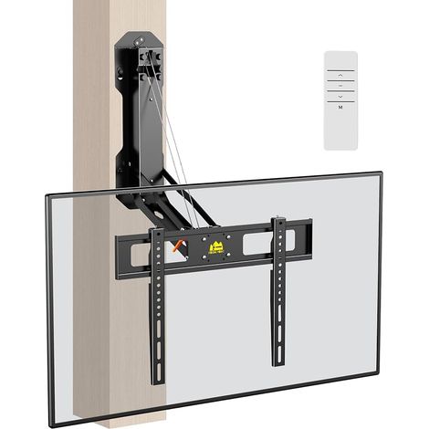 Electric TV Stand Over Fireplace with Remote Control, Motorised TV Wall Mount for 32-85 Inch Flat/Curved Screens up to 40 kg, Swivel Tilt, Max VESA 600 x 400 mm (1/5)