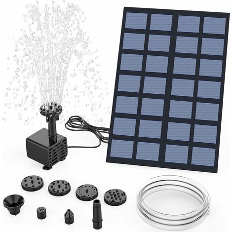 Fontaine Solaire - 2.5W Pompe de Fontaine Solaire Exterieure de Jardin avec 6 Buses pour Bain d'oiseau, étang, Piscine, Patio, Décoration de Jardin A (1/5)