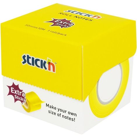 Bloc-notes autocollant 50 mm x 10 m en rouleau, jaune fluo