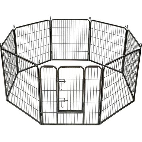 Bc-Elec – Parc à chiots 56631305 – Enclos modulable 8 panneaux 80x80cm – Verrouillage de sécurité – Pour intérieur et extérieur