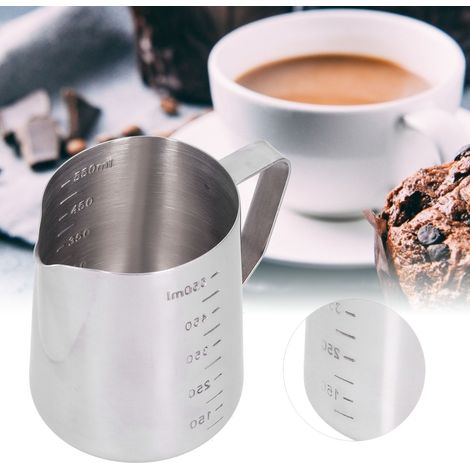 Pitcher à lait inoxydable 550ML pour mousse à café avec échelle graduée, idéal pour bar et maison (1/5)