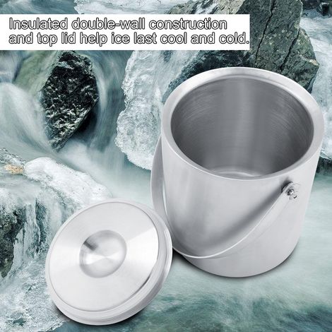 Seau à glace à double paroi en acier inoxydable avec couvercle pour les fêtes de mariage (2L) (1/5)
