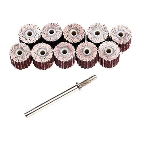 VURAHOME - 10Pcs Roue à Lamelles Disque de Rabat de Ponçage Abrasif Roue de Ponçage pour Dremel Rotary Set Roue avec la Poignée Roue de Papier Abrasif 240 Grit Dia 3\\/8&3410mm (1/5)