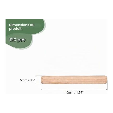 Wooden Dowels 5 x 40 mm Bevelled Ends (1/4)