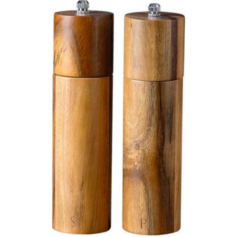 Salt and Pepper Mill Set of 2, 20cm, Easy Filling, Adjustable Grain, Ceramic Pepper Pot, Cutlery (1/4)