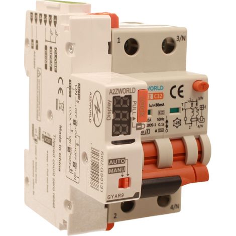 RCBO Interruttore Magnetotermico Differenziale Con Riarmo Automatico, Tipo A - SI Curva C 2P Veri 3M 6000A 30mA, AC 230V IP20 PL8M2, 3 Tentativi (10s/60s/300s), Corrente Disponibili 6A 10A 16A 20A 25A