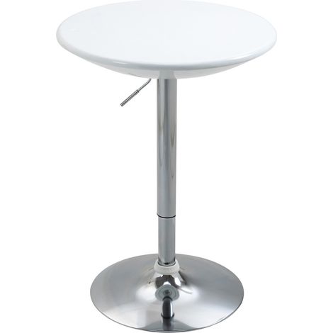 Mesa alta regulable redonda Ø61 cm blanca de metal 76-97 cm (1/5)