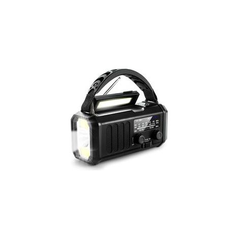 Radio d'urgence avec batterie solaire de 10 000 mAh, lampe torche solaire et kit de survie, noir (1/5)