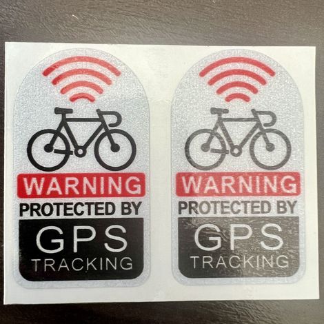 Adesivi GPS per bicicletta con effetto antifurto che avverte sulla presenza di un dispositivo di tracciabilità - Packaging: Silver (Reflective) (1/2)