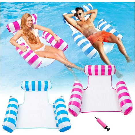 2 Pièces Bouee Piscine Adulte, 4 en 1 Bouee Piscine Matelas Filet Piscine Multifonctionnelle Matelas Filet Piscine Matelas Piscine Hamac Gonflable Hamac Gonflable Piscine pour Adultes et Enfants (1/5)