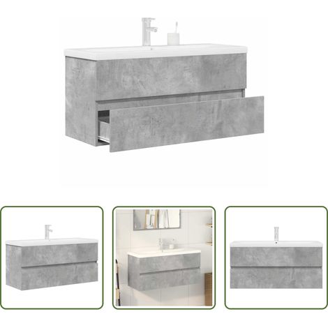 Meubles de salle de bain -  Ensemble de meubles de salle de bain 2 pcs gris béton (1/5)
