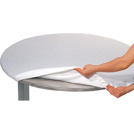 Mollettone copritavolo made in italy bianco con elastici in tutte le misure per proteggere il vostro tavolo Bianco - 140 diametro