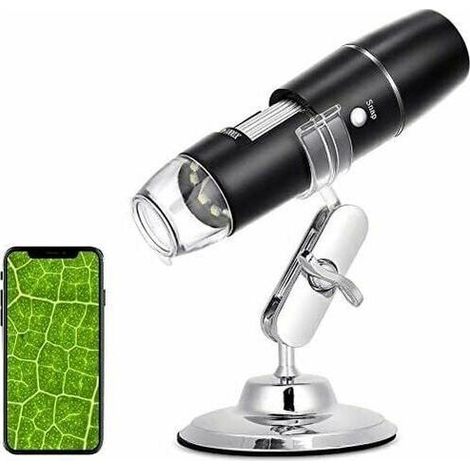 Microscope Numérique - WiFi Endoscope 50X-1000X - Support en Métal - Compatible avec Smartphones ou Tablettes Android et iOS (1/5)
