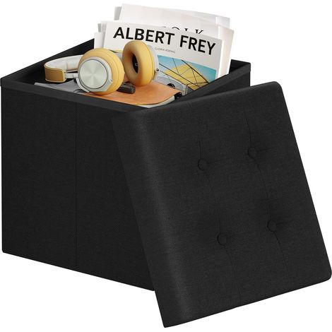 WOLTU 1x Panca Contenitore, Pouf Cassapanca per Corridoio e Salotto, 43L, 37,5x38 x37,5cm, Nero