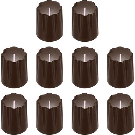 10 pezzi di manopole in plastica per chitarra, 6,4 mm x 12,6 mm x 15,5 mm, manopola audio, manopola rotativa, potenziometro, manopole per chitarra elettrica e basso, marrone