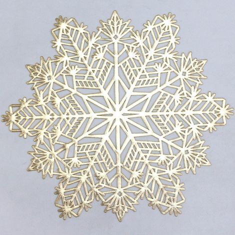 Wintop Lot de 6 sets de table métalliques en vinyle pressé pour décoration de table à manger Motif flocon de neige Doré 38,1 x 34,1 cm'15"×13.5" Flocon de Neige C Doré'Flocon de Neige C Doré'15"×13.5"