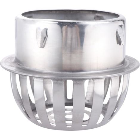 Siphon de sol rond en acier inoxydable argenté  grande capacité d'évacuation, installation facile  convient aux balcons et terrasses extérieures. (1/5)