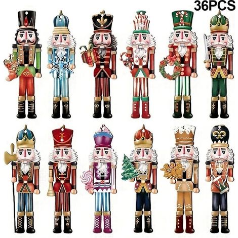 Nutcracker - Bois - Décoration Arbre De Noël - Figurine Soldat Miniature - 8 cm - Lot De 12 (1/5)