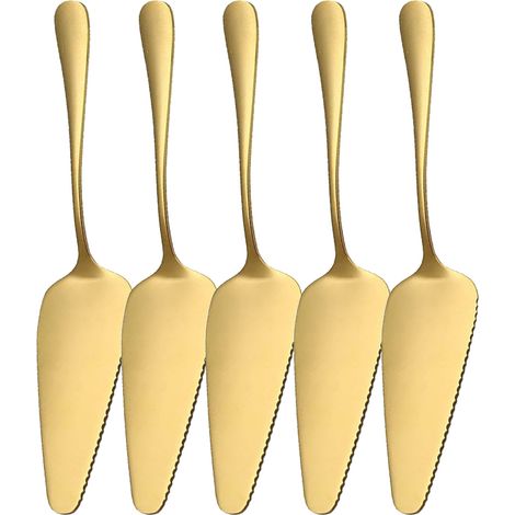 Cake Server - Stainless Steel Pie Server - 22.5 cm - Triangular Head - Serrated Edge - For Cake Pastry Pizza Lasagna - 5 Pieces (1/5)