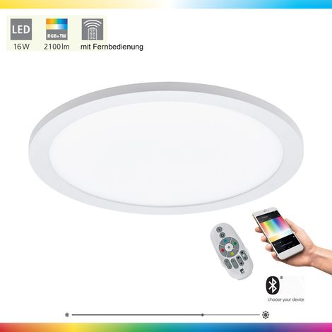 Eglo connect, plafoniera a pannello Led Sarsina-c, Smart Home, alluminio e plastica, bianco, diametro di 30 cm, telecomando incluso, dimmerabile, tonalità e colori del bianco regolabili (1/5)