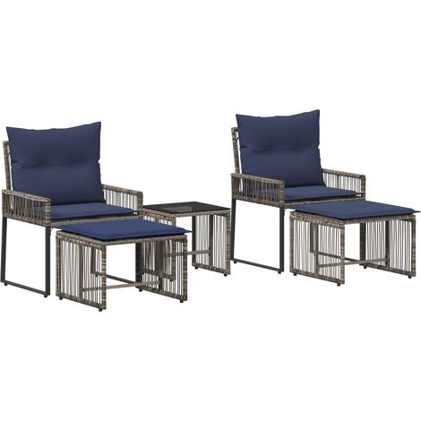 Maison Exclusive - Gartenmöbel Set 11 pcs Grau und Marineblau Pol