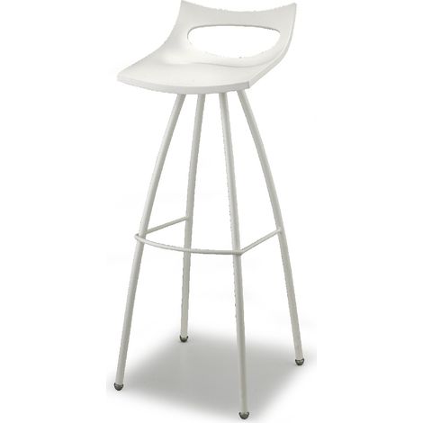 Sgabello Alto H82 da Penisola Cucina o Bar BIANCO LINO seduta h65 S-C-A-B- in tecnopolimero ultra resistente Design Italiano Alta Qualità (1/3)